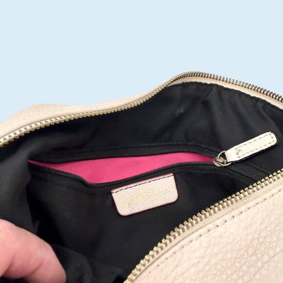 ELLIOTT LUCCA Cream Pebbled Leather BUCKET CROSSBODY Bag Purse - Picture 14 of 14